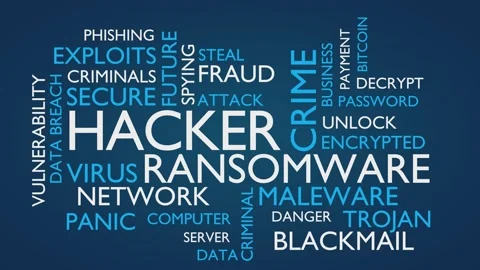Hacker, ransomware word tag cloud. Video stock 155245699