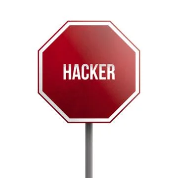 Hacker - red sign isolated on white background Stock Illustration