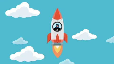 Hacker in rocket animation. Video stock 244293747
