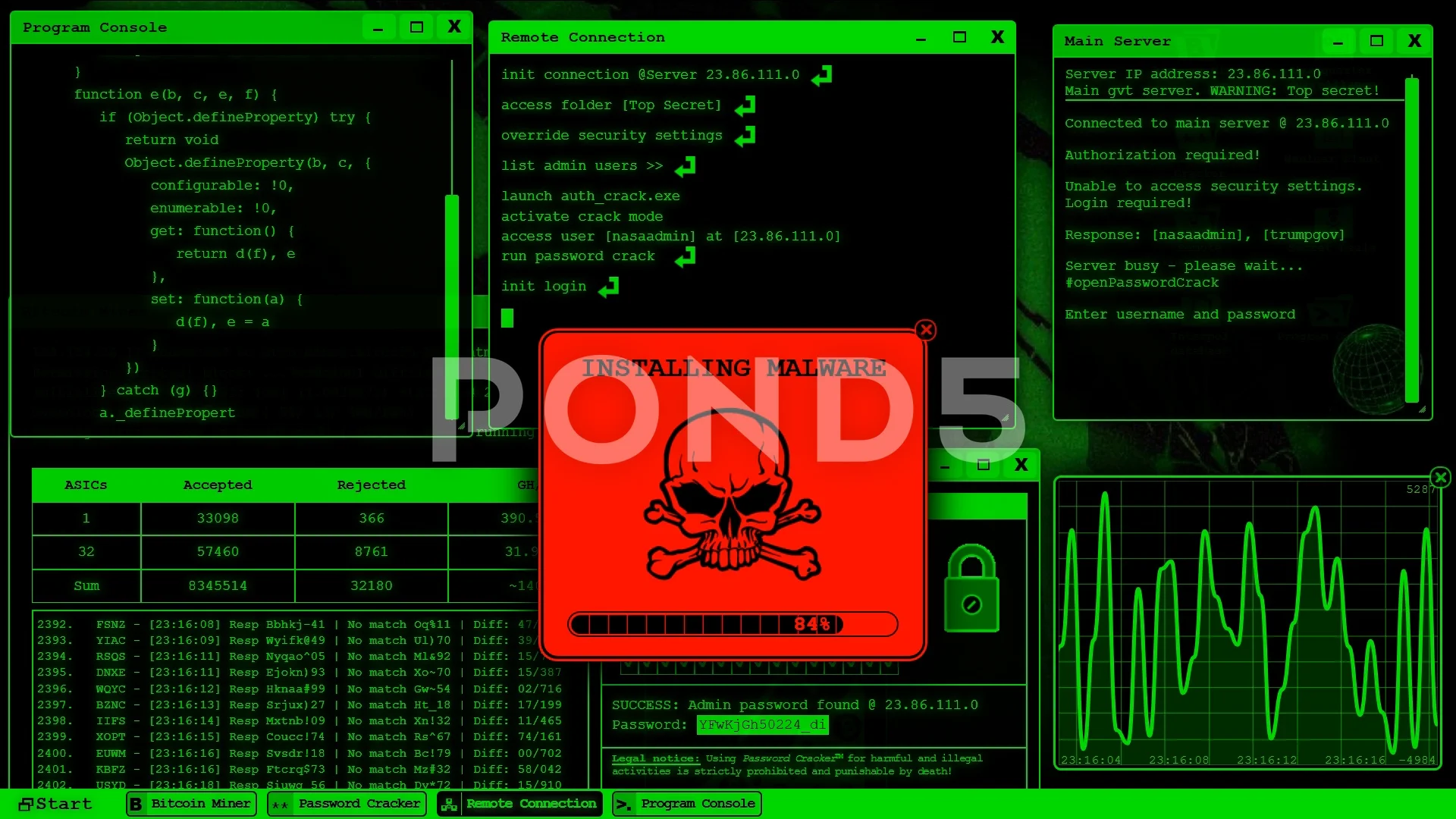 Hacker 's computer screen - Install malw, Stock Video
