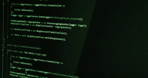 Hacker scrolls program code on notebook computer, cyber security concept Stock Footage 266814526