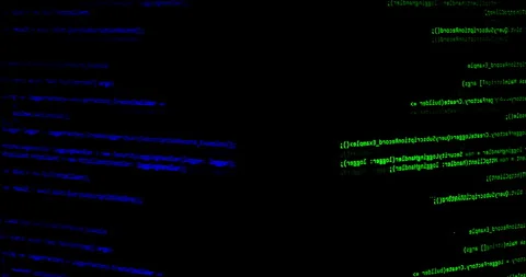 Hacker scrolls program code on notebook computer, cyber security concept Stock Footage 266814845