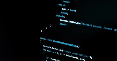 Hacker scrolls program code on notebook computer, cyber security concept Stock Footage 269015220