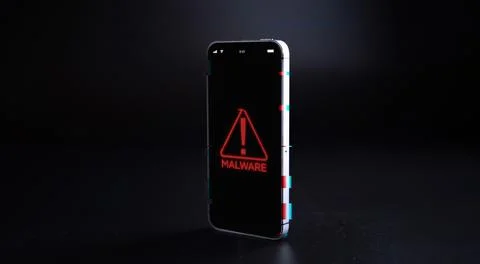 Hacker security cyber attack smartphone. Digital mobile phone isolated on bla Stock Photos