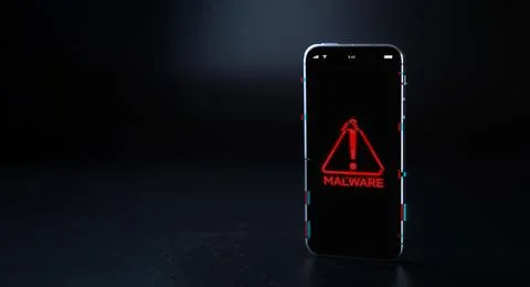 Hacker security cyber attack smartphone. Digital mobile phone isolated on bla 스톡 사진