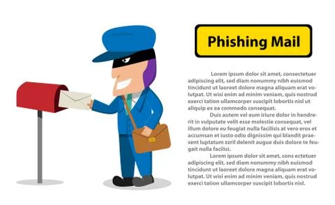 Hacker send a phishing mail to victim, Vector Stock Illustration
