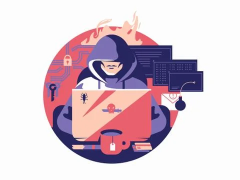 Hacker in shadowing Stock Illustration