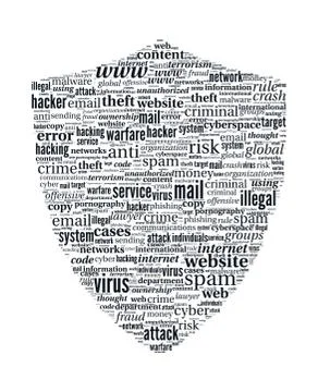 Hacker shield vector word cloud - internet security concept Stock Illustration