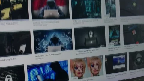 Hacker showing on laptop screen google search image Stock Footage 210938004