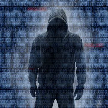 Hacker in silhouette and binary codes Stock-Illustration