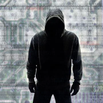 Hacker in silhouette and binary codes Stock-Illustration