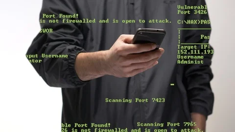 Hacker With Smartphone Coding Around Him Mobile Phone Stock Footage 105293140