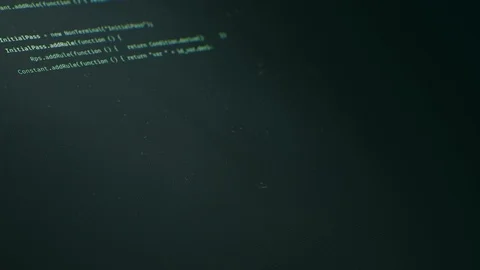 Hacker source code typing and scrolling down. Computer screen terminal Stock Footage 124098058