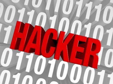 Hacker springs from the computer code Stock-Illustration