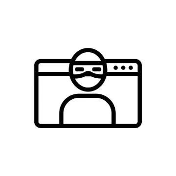 Hacker spying on information data icon vector outline illustration Illustrazione stock