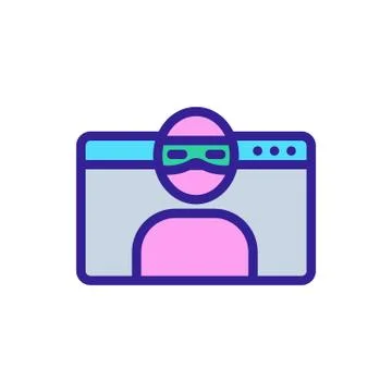 Hacker spying on information data icon vector outline illustration Stock Illustration