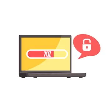 Hacker stealing confidential data from hacked computer,  cyber crime cartoo Stockillustratie