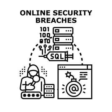 Hacker stealing data causing online security breaches 스톡 일러스트