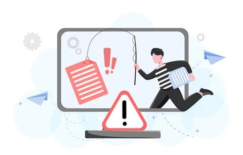Hacker stealing data from computer screen. Vector illustration 库存插图