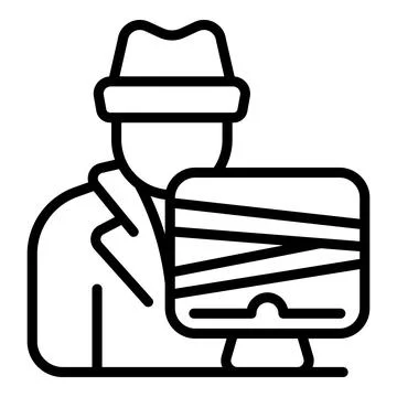 Hacker stealing data from a desktop computer 库存插图