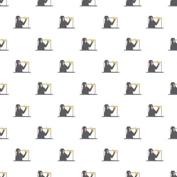 Hacker stealing data from laptop seamless pattern Stock Illustration