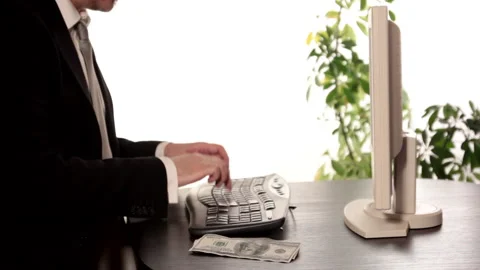 Hacker Stealing dollars Stock Footage 210638987