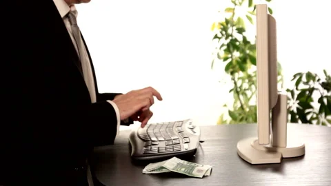 Hacker Stealing Euros  Stock Footage 210656499