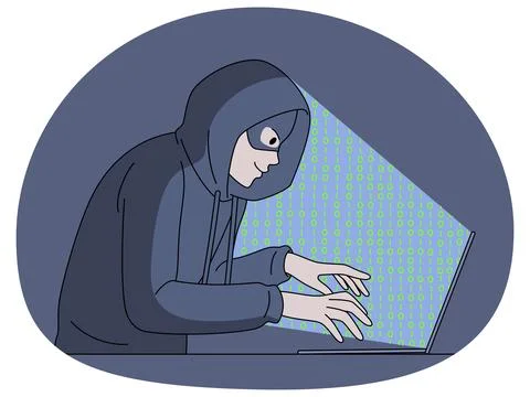 Hacker stealing information from computer イラスト素材
