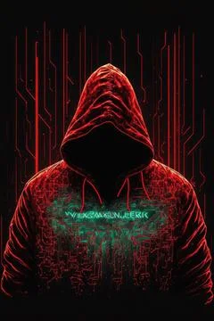 Hacker stealing information, Hacking the Internet, Dark face, Made by AI Stock Illustration