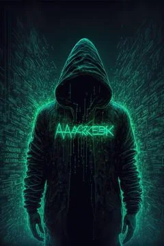 Hacker stealing information, Hacking the Internet, Dark face, Made by AI Stock Illustration