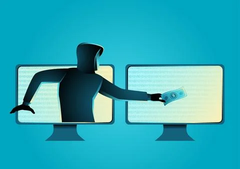 Hacker Stealing Money Stock Illustration