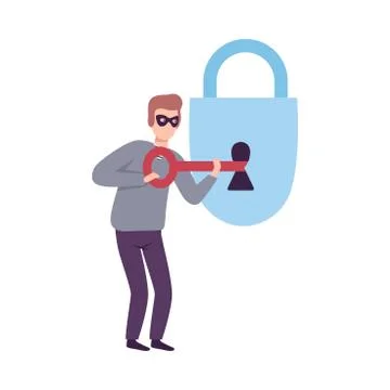 Hacker Stealing Password, Cyber Internet Security, Computer Attack Vector Illustrazione stock
