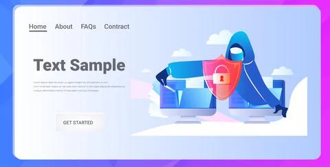 Hacker stealing personal confidential data anonymous man attacking computer Stockillustratie