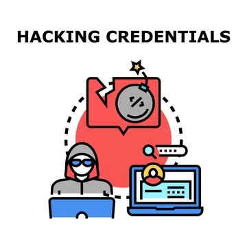 Hacker stealing personal credentials online using laptop Illustration