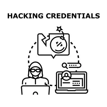 Hacker stealing personal credentials online using laptop Stock Illustration