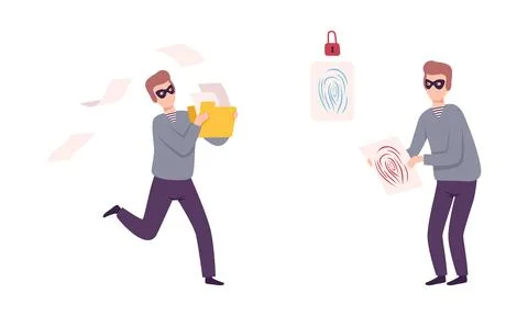 Hacker Stealing Personal Data with Phishing Site Vector Set Stock Illustration