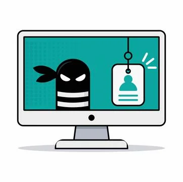 Hacker stealing personal identity data from computer Stock Illustration