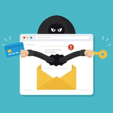 Hacker Stealing Sensitive Information From Email In Web Browser Stock-Illustration