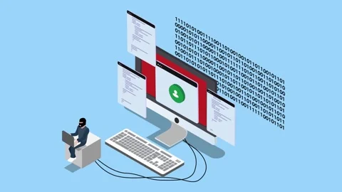 Hacker Stealing User Data and Account Credentials Concept 3d animation cartoo Stock Footage 337943187