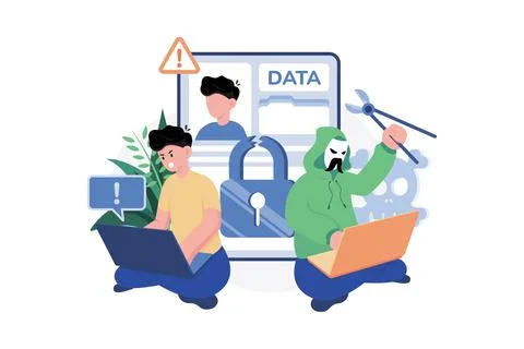 Hacker stealing user data Illustration concept. A flat illustration isolate.. 库存插图