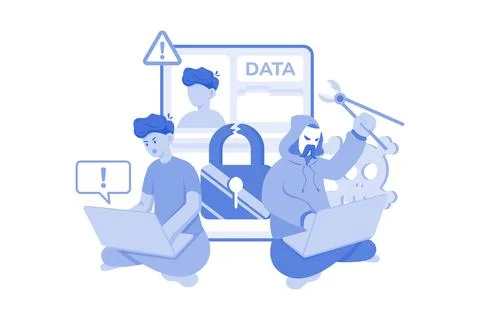 Hacker stealing user data Illustration concept on white background イラスト素材