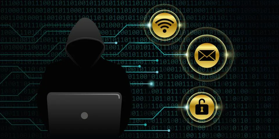 Hacker steals digital personal data 스톡 일러스트