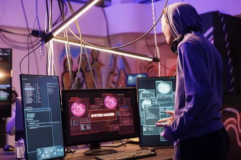 Hacker successfully breaking website 写真素材