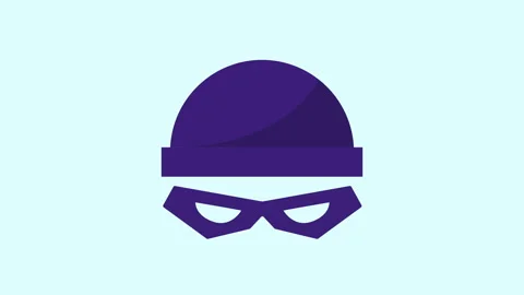 Hacker Symbol Cyber Security 2d Animation with Alpha Matte Stock Footage 336161486