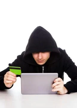 Hacker with a Tablet Stock Photos