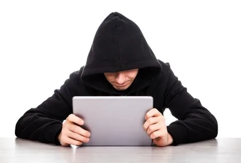 Hacker with a Tablet Stock Photos