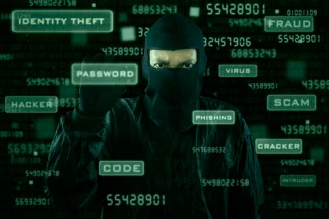 Hacker taking password from modern interface Stock Illustration