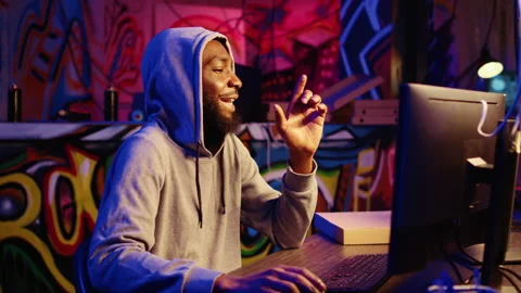 Hacker talks exploits with colleague Stock Footage 256944270