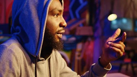 Hacker talks exploits with colleague 스톡 사진