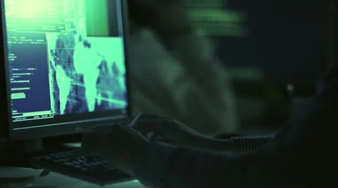 Hacker Team are Working at Night. Quickly Typing Code Stock Footage 47005365